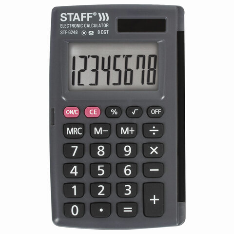 Калькулятор карманный STAFF STF-6248 (104х63 мм) , 8 разрядов , двойное питание, 250284