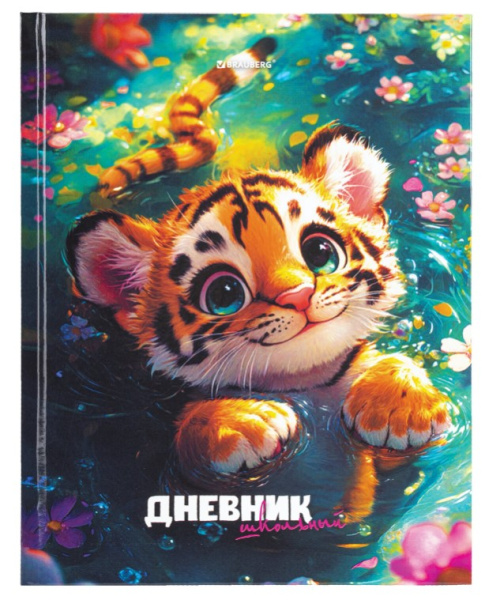 Дневник 1-11 класс 40 л., твердый, BRAUBERG, глянцевая ламинация, 'Тигренок', 107168