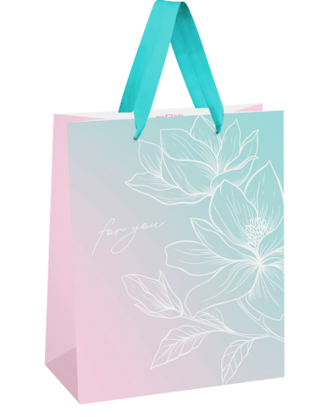 Пакет подарочный 18х23х10 см, MESHU Floral gradient, матовая ламинация, MS_66142 