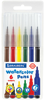 Фломастеры BRAUBERG PREMIUM, 6 цв. класические, 151933