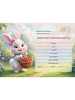 Амбулаторная карта А5, 144л. МИЛЫЙ ЗАЙЧИК (144-2425) 7БЦ, обл.-картон, блок-офсет.,200х140