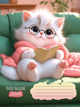 Читательский дневник , А5 , 'Котенок в очках', Д24-0517