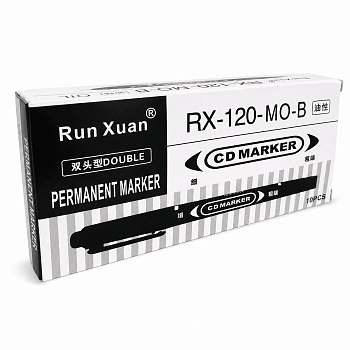 Маркер перманентный, Run xuan, двухсторонний, черный, RX-120-MO-B